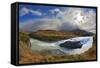 The Majestic Cascading Waterfall - Cascades Paine. National Park Torres Del Paine in Southern Chile-kavram-Framed Stretched Canvas