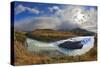 The Majestic Cascading Waterfall - Cascades Paine. National Park Torres Del Paine in Southern Chile-kavram-Stretched Canvas