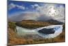 The Majestic Cascading Waterfall - Cascades Paine. National Park Torres Del Paine in Southern Chile-kavram-Mounted Photographic Print