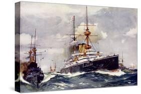 The "Majestic." Flagship of the Channel Squadron, 1901-Charles Edward Dixon-Stretched Canvas