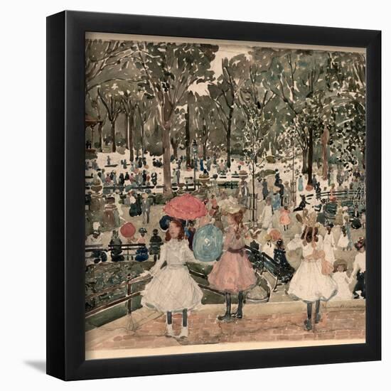 The Mall, Central Park. Dated: 1900/1903. Dimensions: overall: 55.9 x 50.8 cm (22 x 20 in.). Med...-Maurice Brazil Prendergast-Framed Poster