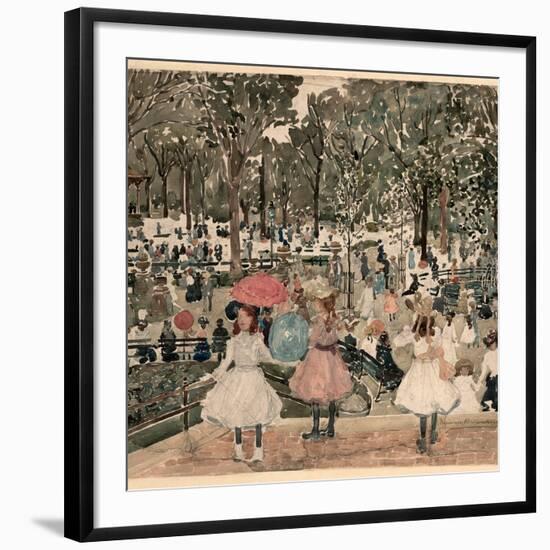 The Mall, Central Park. Dated: 1900/1903. Dimensions: overall: 55.9 x 50.8 cm (22 x 20 in.). Med...-Maurice Brazil Prendergast-Framed Premium Giclee Print