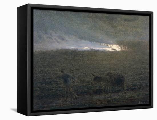 The Man and the Donkey-Jean-François Millet-Framed Stretched Canvas