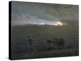 The Man and the Donkey-Jean-François Millet-Stretched Canvas