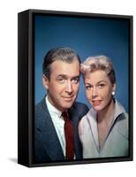 THE MAN WHO KNEW TOO MUCH, 1956 directed by ALFRED HITCHCOCK James Stewart and Doris Day (photo)-null-Framed Stretched Canvas