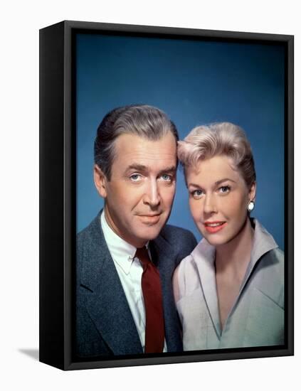 THE MAN WHO KNEW TOO MUCH, 1956 directed by ALFRED HITCHCOCK James Stewart and Doris Day (photo)-null-Framed Stretched Canvas