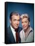 THE MAN WHO KNEW TOO MUCH, 1956 directed by ALFRED HITCHCOCK James Stewart and Doris Day (photo)-null-Framed Stretched Canvas