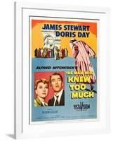 THE MAN WHO KNEW TOO MUCH, on left, from left: Doris Day, James Stewart; 1-sheet poster, 1956.-null-Framed Art Print