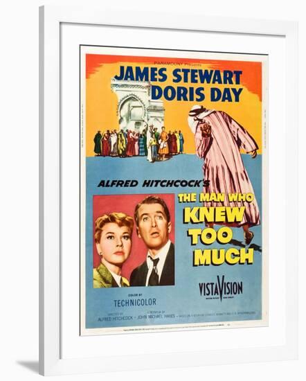 THE MAN WHO KNEW TOO MUCH, on left, from left: Doris Day, James Stewart; 1-sheet poster, 1956.-null-Framed Art Print
