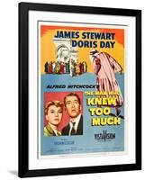 THE MAN WHO KNEW TOO MUCH, on left, from left: Doris Day, James Stewart; 1-sheet poster, 1956.-null-Framed Art Print