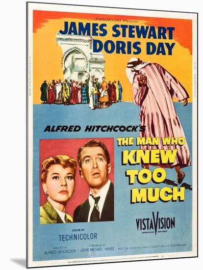 THE MAN WHO KNEW TOO MUCH, on left, from left: Doris Day, James Stewart; 1-sheet poster, 1956.-null-Mounted Art Print