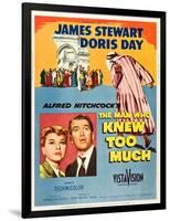 THE MAN WHO KNEW TOO MUCH, on left, from left: Doris Day, James Stewart; 1-sheet poster, 1956.-null-Framed Art Print