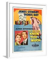 THE MAN WHO KNEW TOO MUCH, on left, from left: Doris Day, James Stewart; 1-sheet poster, 1956.-null-Framed Art Print