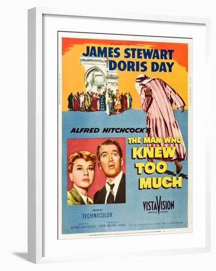 THE MAN WHO KNEW TOO MUCH, on left, from left: Doris Day, James Stewart; 1-sheet poster, 1956.-null-Framed Art Print