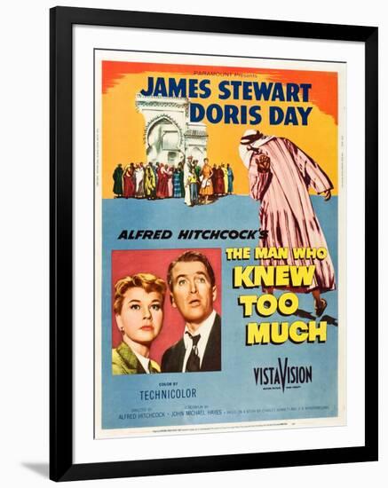 THE MAN WHO KNEW TOO MUCH, on left, from left: Doris Day, James Stewart; 1-sheet poster, 1956.-null-Framed Art Print