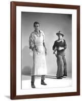 THE MAN WHO SHOT LIBERTY VALANCE, 1962 directed by JOHN FORD James Stewart and John Wayne (b/w phot-null-Framed Photo