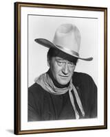 THE MAN WHO SHOT LIBERTY VALANCE, 1962 directed by JOHN FORD John Wayne (b/w photo)-null-Framed Photo