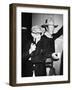 THE MAN WHO SHOT LIBERTY VALANCE, 1962 directed by JOHN FORD On the set, John Ford with John Wayne -null-Framed Photo