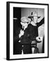 THE MAN WHO SHOT LIBERTY VALANCE, 1962 directed by JOHN FORD On the set, John Ford with John Wayne -null-Framed Photo