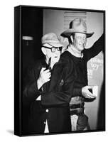 THE MAN WHO SHOT LIBERTY VALANCE, 1962 directed by JOHN FORD On the set, John Ford with John Wayne -null-Framed Stretched Canvas