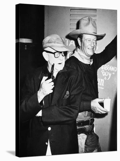 THE MAN WHO SHOT LIBERTY VALANCE, 1962 directed by JOHN FORD On the set, John Ford with John Wayne -null-Stretched Canvas