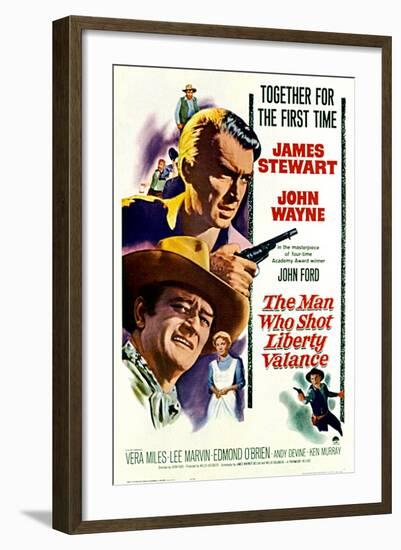 The Man Who Shot Liberty Valance, James Stewart, John Wayne, Vera Miles, 1962-null-Framed Art Print