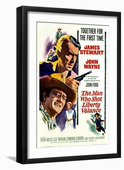 The Man Who Shot Liberty Valance, James Stewart, John Wayne, Vera Miles, 1962-null-Framed Art Print