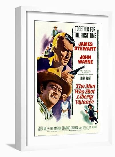 The Man Who Shot Liberty Valance, James Stewart, John Wayne, Vera Miles, 1962-null-Framed Art Print
