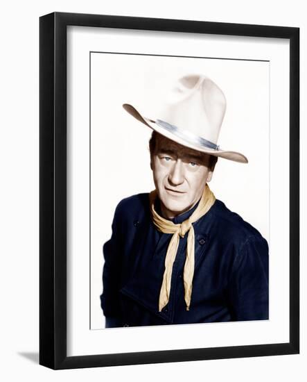 THE MAN WHO SHOT LIBERTY VALANCE, John Wayne, 1962-null-Framed Photo