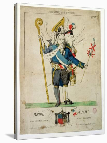 The Man with Six Heads, Caricature of Charles Maurice de Talleyrand-Perigord-null-Stretched Canvas