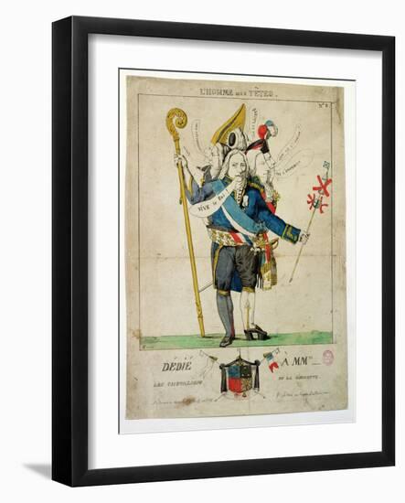 The Man with Six Heads, Caricature of Charles Maurice de Talleyrand-Perigord-null-Framed Giclee Print