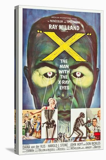 The Man With the X-Ray Eyes, poster art, 1963-null-Stretched Canvas