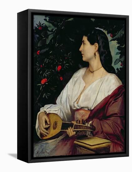 The Mandolin Player, 1865-Anselm Feuerbach-Framed Stretched Canvas
