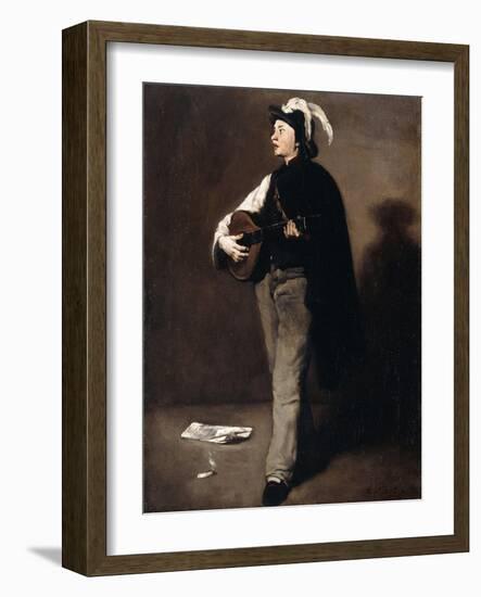 The Mandoline Player, 1862-Auguste Theodule Ribot-Framed Giclee Print