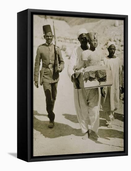 The Mannequin or Bust of Tutankhamun Being Carried from the Tomb, Valley of the Kings, 1922-Harry Burton-Framed Stretched Canvas