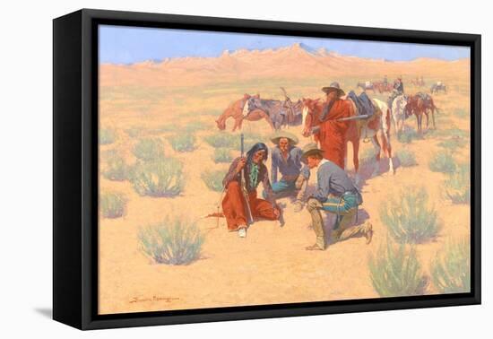 The Map in the Sand, 1905-Frederic Sackrider Remington-Framed Stretched Canvas