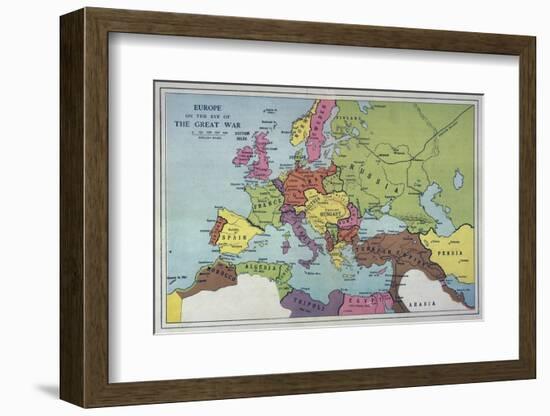 The Map of Europe on the Eve of World War One-null-Framed Photographic Print