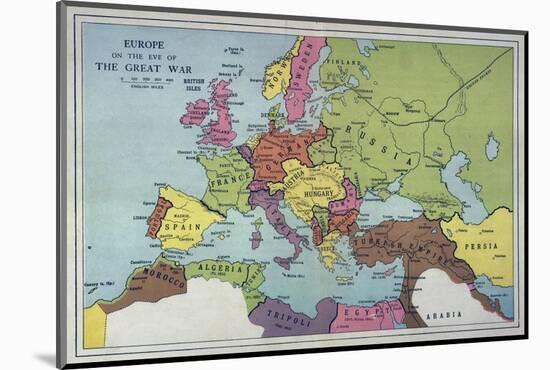 The Map of Europe on the Eve of World War One-null-Mounted Photographic Print