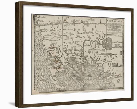 The Map of New England (From: William Hubbard's the Present State of New-England), 1677-John Foster-Framed Giclee Print