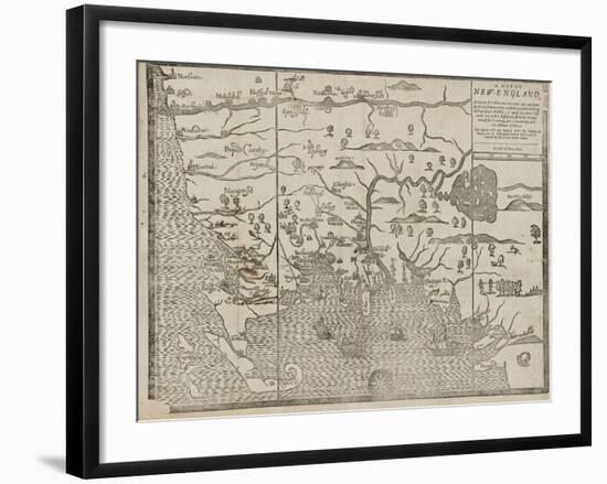 The Map of New England (From: William Hubbard's the Present State of New-England), 1677-John Foster-Framed Giclee Print