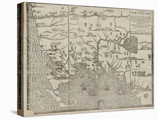 The Map of New England (From: William Hubbard's the Present State of New-England), 1677-John Foster-Stretched Canvas