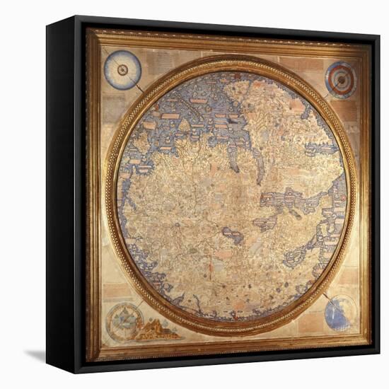 The Mappa Mundi of Fra Mauro, a Camaldolese Monk from the Monastery of San Michele in Murano, 1459-null-Framed Stretched Canvas