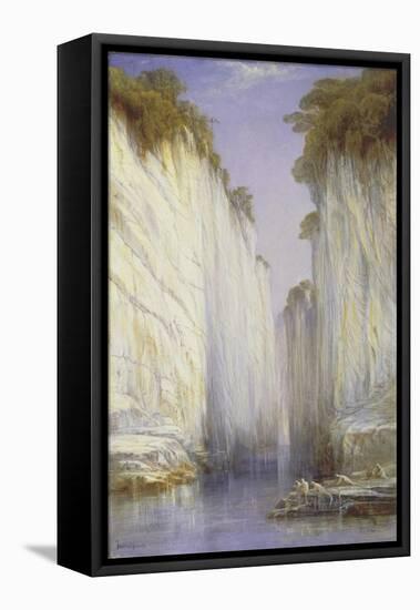 The Marble Rocks - Nerbudda Jubbolpore-Edward Lear-Framed Stretched Canvas