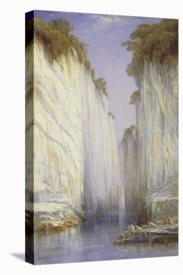 The Marble Rocks - Nerbudda Jubbolpore-Edward Lear-Stretched Canvas