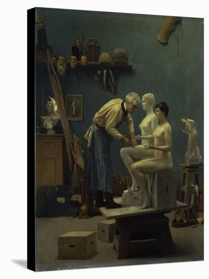 The Marble Work, The Artist Sculpting Tanagra, or The Artist's Model, 1890-Jean Leon Gerome-Stretched Canvas