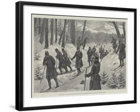 The March of the 5th Prussian Rifle Battalion on Snow-Shoes Through the Giant's Mountains, Silesia-Amedee Forestier-Framed Giclee Print