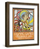 The March Of the Nations, Each Athlete Waving a Flag. Sweden 1912 Olympic Games Poster Stamp-null-Framed Giclee Print