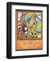 The March Of the Nations, Each Athlete Waving a Flag. Sweden 1912 Olympic Games Poster Stamp-null-Framed Giclee Print