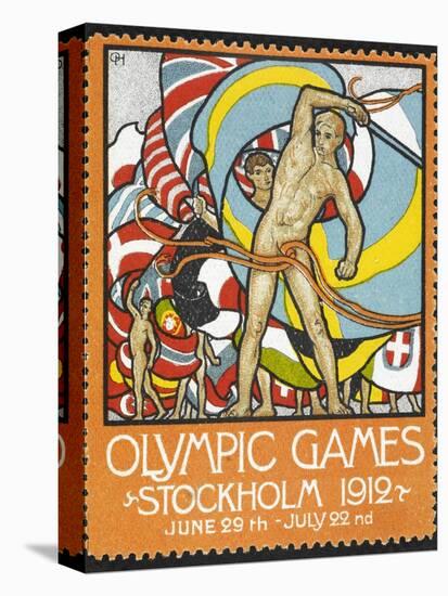 The March Of the Nations, Each Athlete Waving a Flag. Sweden 1912 Olympic Games Poster Stamp-null-Stretched Canvas