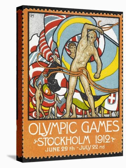 The March Of the Nations, Each Athlete Waving a Flag. Sweden 1912 Olympic Games Poster Stamp-null-Stretched Canvas